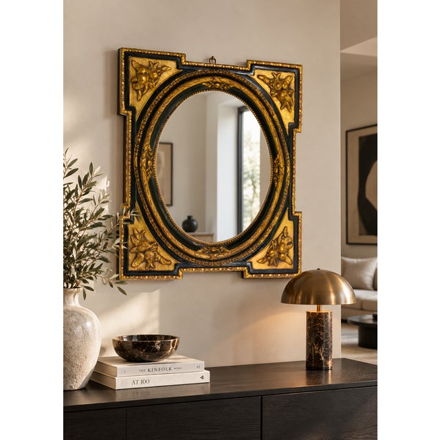 Wood Vintage Neoclassical Empire Italian Giltwood Mirror with Fruit and Laurel Motifs, 1970s For Sale - Image 7 of 10