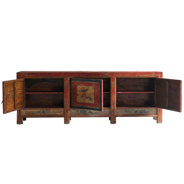 Vintage Qinghai Painted Pine Sideboard For Sale - Image 4 of 9