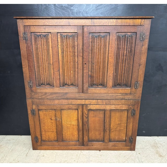 Narrow Oak Hall Cabinet, 1920 For Sale - Image 10 of 10