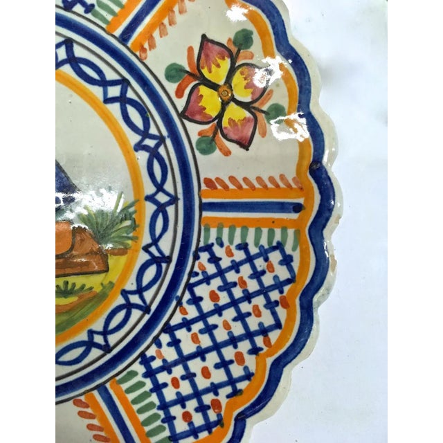 Henriot Quimper Vintage Quimper Bagpiper & Abstract Floral Plate For Sale - Image 4 of 5