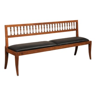 Mid 20th Century Yale Burge Spindle-Back Bench W/ Black Seat For Sale
