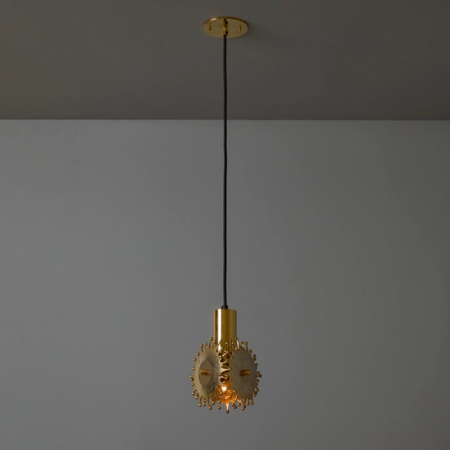 Mid-Century Modern 1960s Sculptural Brass Pendant Lamp by Armatur Hantverk Tibro, Sweden For Sale - Image 3 of 12