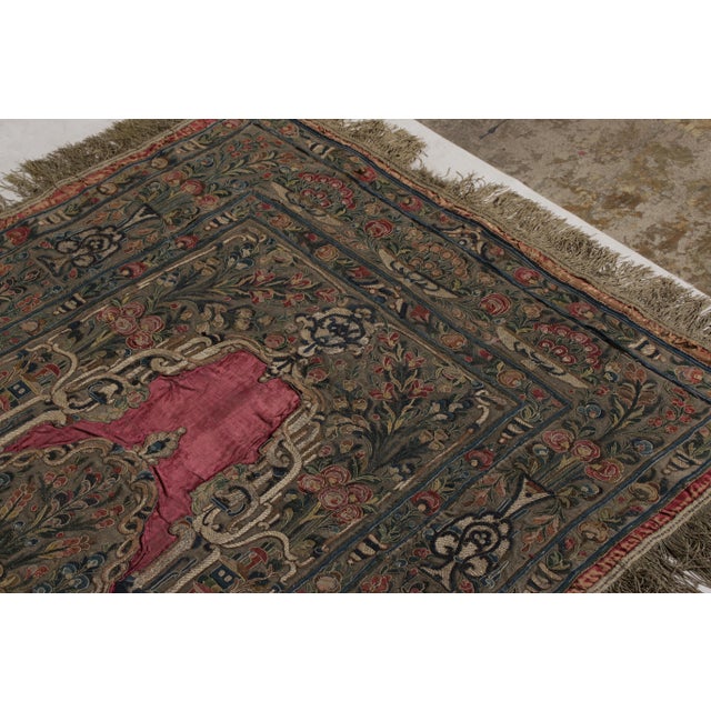 1910s Antique Italian Tapestry in Green and Red With Floral Patterns, From Rug & Kilim For Sale - Image 5 of 8