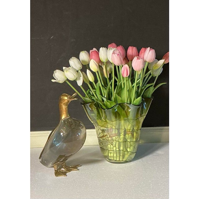 Vintage Mid Century Modern Brass and Glass Duck Luca Bojola for Licio Zanetti For Sale - Image 11 of 12
