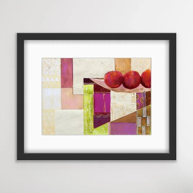Contemporary Katarzyna Zwolinska, Fruits in a Bowl, Mixed Media Painting, 2005 For Sale - Image 3 of 8