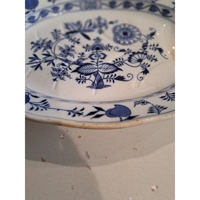 Blue Early 20th Century Blue Onion Platter For Sale - Image 8 of 16