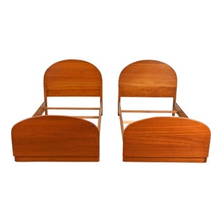 Art Deco Redwood Twin Size Beds by Brooks Furniture Co., Pair For Sale