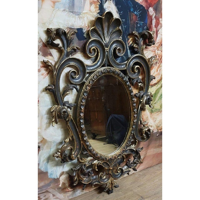1920s Antique Louis XV Mirror with Scrolling Foliage, Shells and Leaves, 1920s For Sale - Image 5 of 8