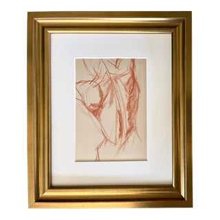 Vintage Studio Figure Study Drawing on Cream Paper For Sale