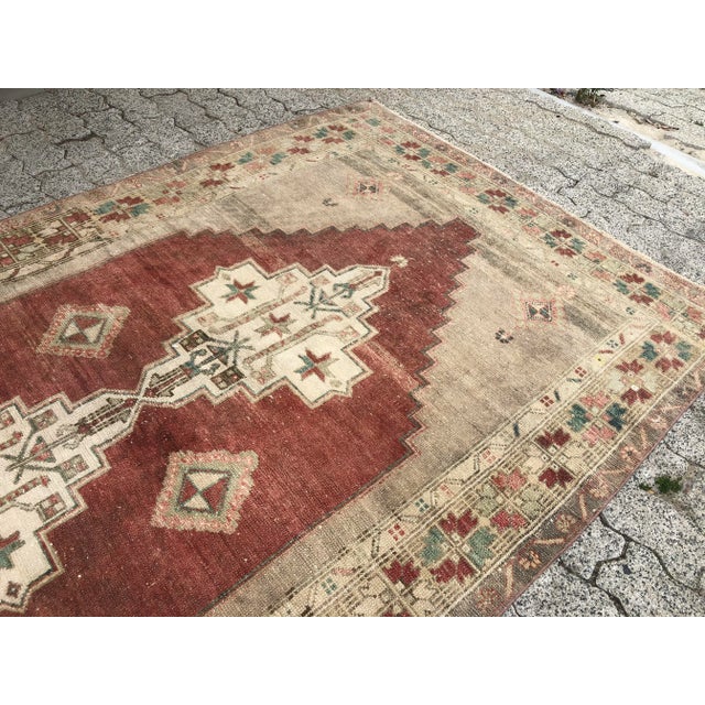 Textile 1960s Oushak Handmade Anatolian Tribal Rug For Sale - Image 7 of 11