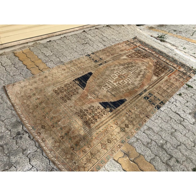 Oushak Handmade Floor Vintage Wool Rug For Sale - Image 4 of 11