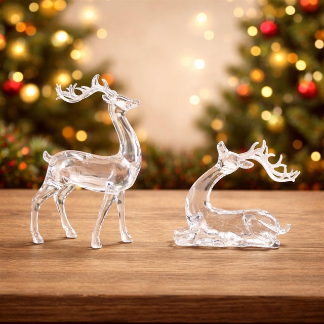 Contemporary Transparent Acrylic Deer Figurines (Set of 2) For Sale - Image 3 of 5