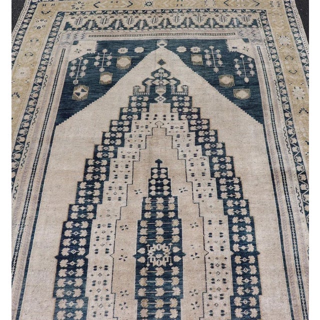 Vintage Oushak Rug With Blue and Beige 6'4" X13 For Sale - Image 4 of 12