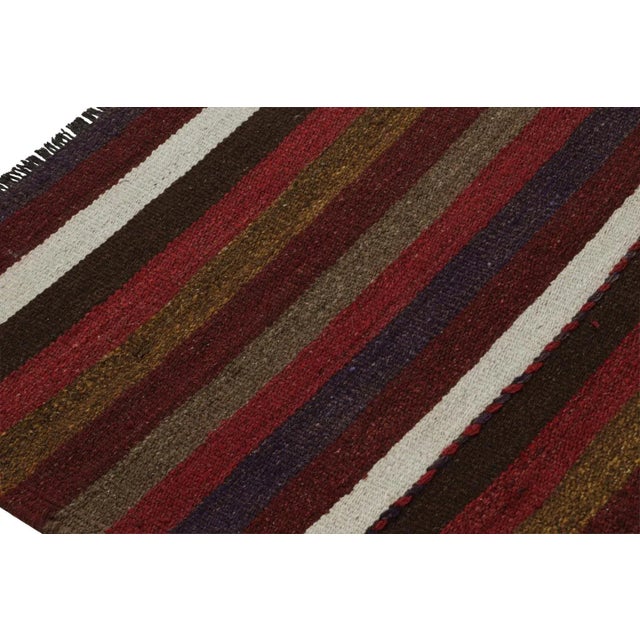 1950s 1950s Vintage Afghan Tribal Kilim Rug With Colorful Stripes For Sale - Image 5 of 7