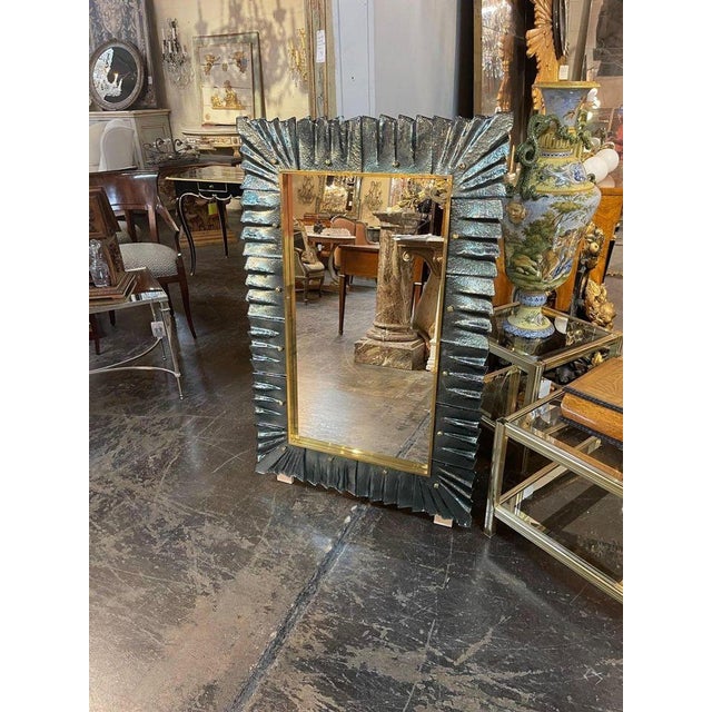 Murano Mirror in Fontana Green For Sale - Image 4 of 8