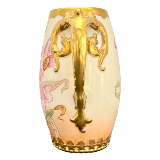 Early 20th Century Early 1900s Elite Works Limoges Hand-Painted Narcissus Cider Pitcher For Sale - Image 5 of 8