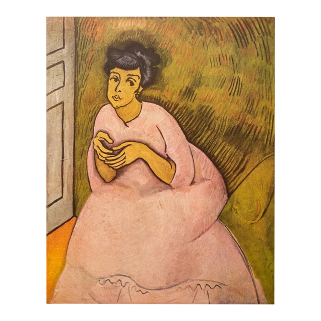 1954 After Raoul Dufy "Woman in Rose", First Edition Offset Lithograph For Sale