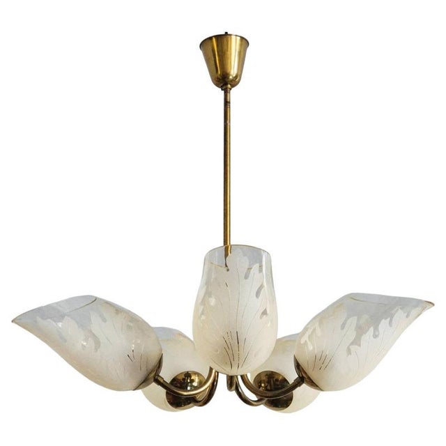 Gold Swedish Modern Pendant attributed to Carl Erik Bodén for Glössner, Mid-1900s For Sale - Image 8 of 8