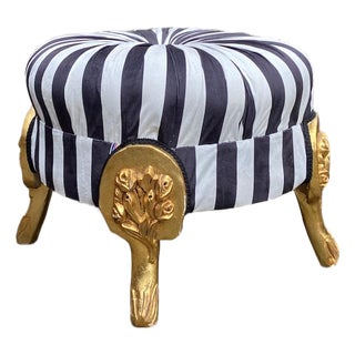 1970s French Louis XVI Gold Beech Velvet Bench For Sale