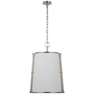 Carrier & Company for Visual Comfort Signature Hastings Medium Pendant in Polished Nickel with White Shade For Sale
