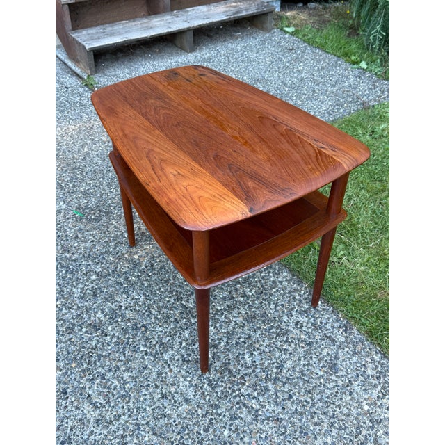 Mid Century Modern Danish Solid Teak Side Table by Peter Hvidt For Sale In Seattle - Image 6 of 10