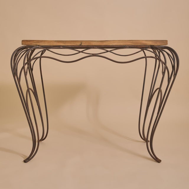 1980s French Wrought-Iron Console Table in the Manner of Andre Dubreuil For Sale - Image 10 of 12