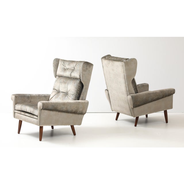 Svend Skipper Svend Skipper High Back Lounge Chairs in Barbara Barry Couture Fabric For Sale - Image 4 of 12