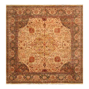 Pasargad Home Agra Wool Area Rug-10' 0" X 10' 4" , Beige