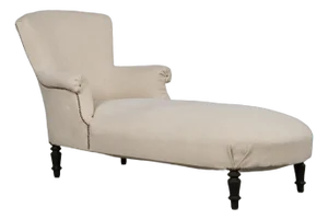 19th Century French Napoleon III Chaise Lounge W/ Off-White Fabric