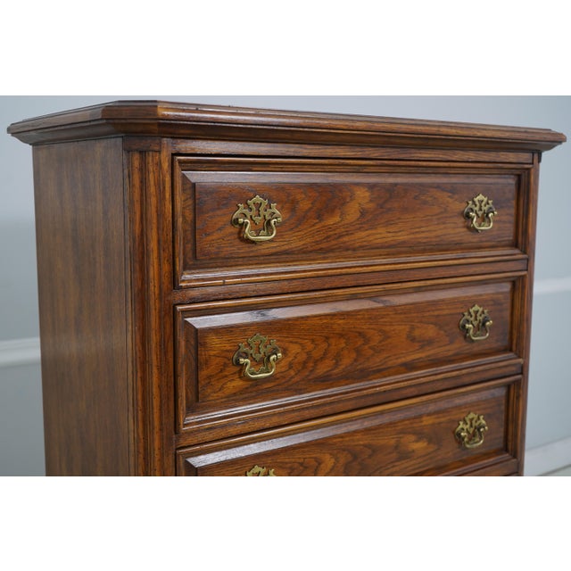Thomasville Oak 6 Drawer High Chest For Sale - Image 10 of 16