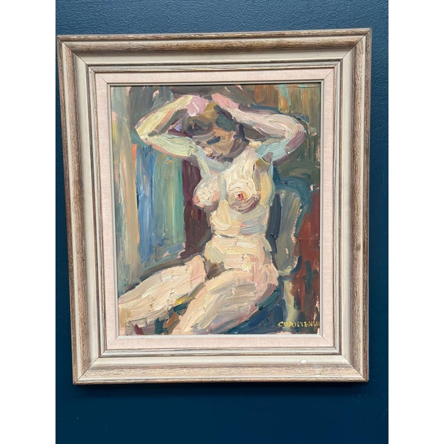 Original Swedish Oil on Panel – “Nude” by Gunnar Christenson (1895–1979) – Signed – Framed – 47 × 37.5 cm (18.5" × 14.8")...