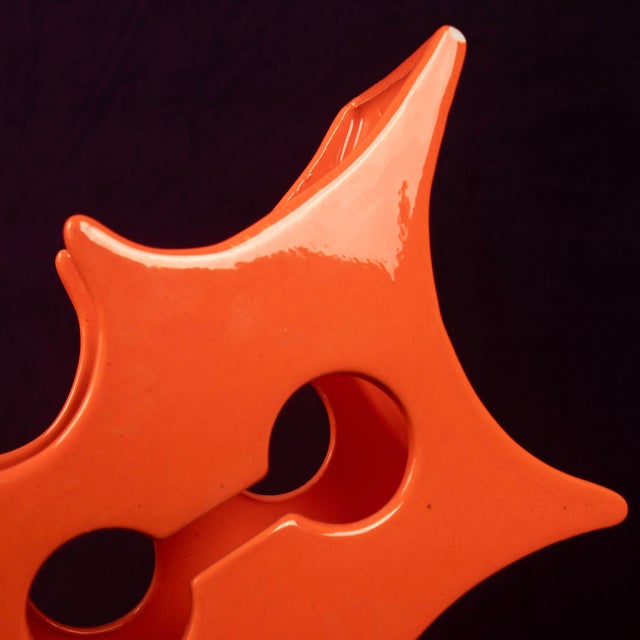 Abstract Orange Ceramic Sculptural Vase, 1980 For Sale - Image 16 of 18