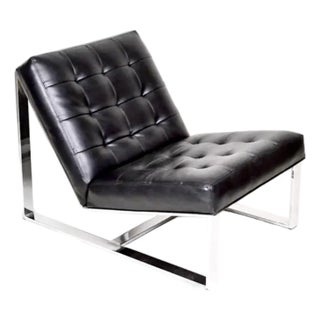 Milo Baughman Ez Rider Lounge Chair, Black Leather, Thayer Coggin, 1969 For Sale