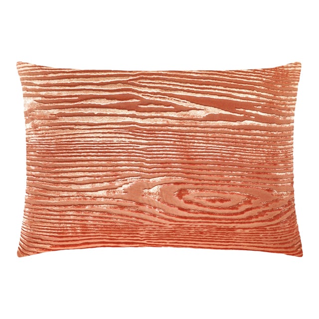 Kevin O'Brien Woodgrain Mango Cut Velvet 14 x 20" Pillow For Sale
