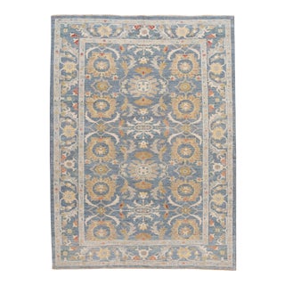 Blue Contemporary Sultanabad Wool Rug With Allover Design For Sale
