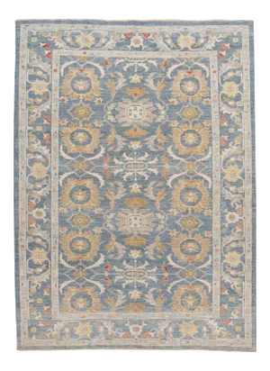 Blue Contemporary Sultanabad Wool Rug With Allover Design