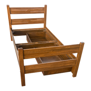 Mid Century Modern A. Brandt Furniture Ranch Oak Cowboy Twin Bed With Drawers