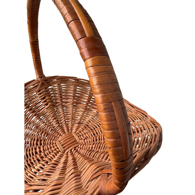Brown Vintage French Flower Gathering Wicker Basket For Sale - Image 8 of 8