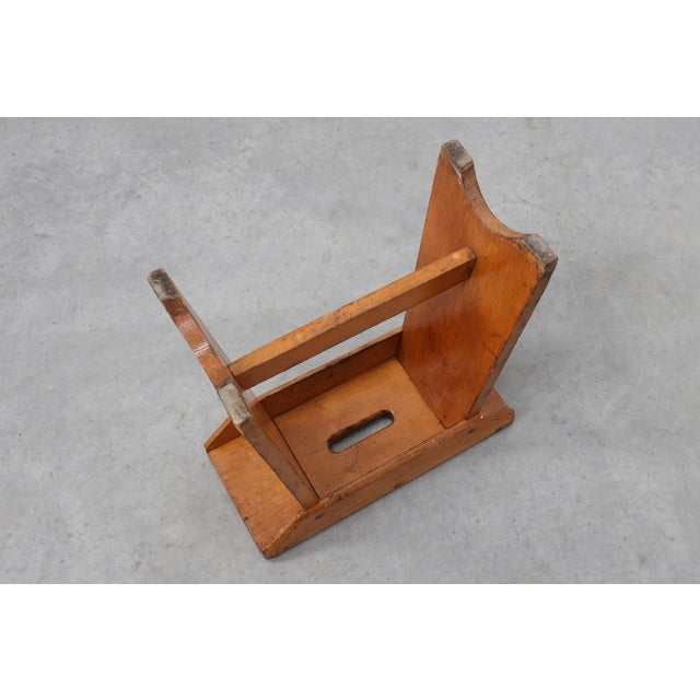 Rustic Pine Stool with Cut-Out Trestle Legs, Sweden, 1920 For Sale - Image 12 of 17