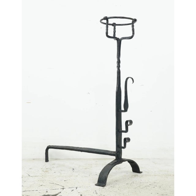 Pair of 18th Century Basket Top Wrought Iron Andirons For Sale - Image 10 of 12