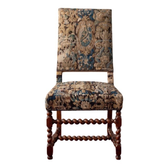 17th Century Louis XIII French Side Chair with Tapestry from Aubusson For Sale
