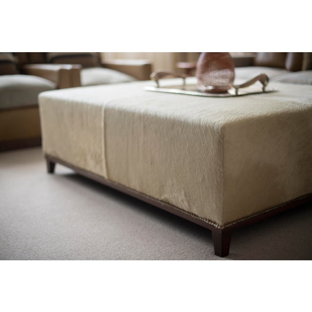 Custom Upholstered Hair on Hide Ottoman For Sale In New York - Image 6 of 8