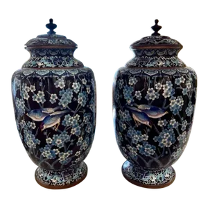 Pair of Large Scale 19th Century Chinese Cloisonne Vases