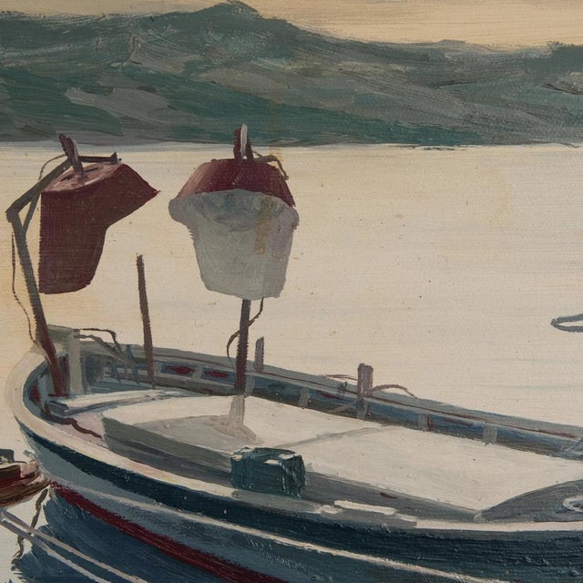 1980s Mediterranean Fishing Boats, 1980s, Oil on Canvas For Sale - Image 5 of 9