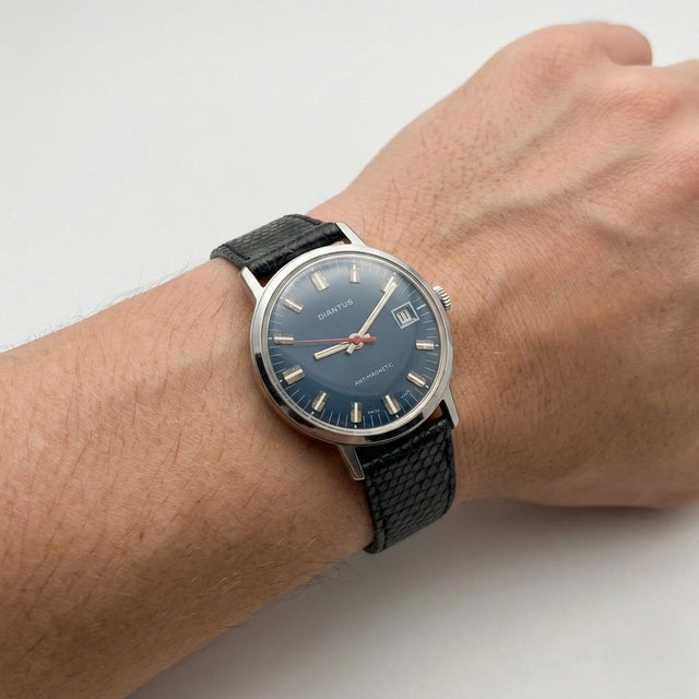 Modern Diantus 1950s Swiss Made Antimagnetic Manual Wind Vintage Watch For Sale - Image 3 of 8