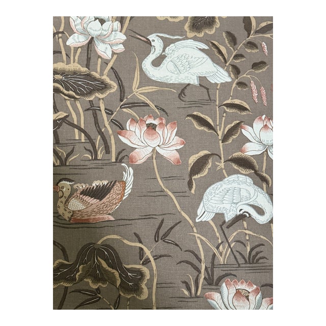 Schumacher 172934 Lotus Garden Mocha Fabric 8 Yards For Sale