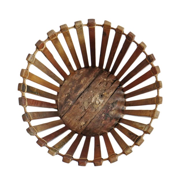 Rustic Vintage Salvaged Boat Wood Rustic Basket Large For Sale - Image 3 of 9