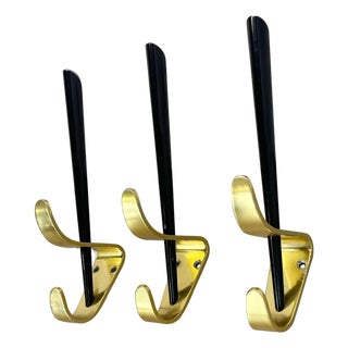 Brass Wardrobe Hook Coat Rack Elements in the style of Carl Auböck, Austria, 1950s, Set of 3 For Sale