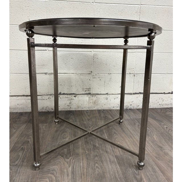 Neoclassical Vintage Milling Road by Baker Furniture Round Accent Table For Sale - Image 3 of 14