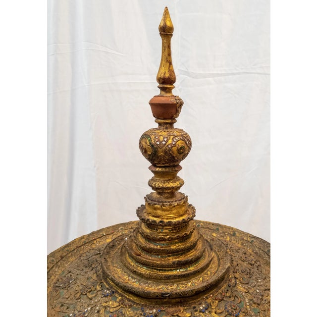 Chinoiserie Huge Burmese Gilded Lacquer Offering Bowl in Stupa Form. For Sale - Image 3 of 13